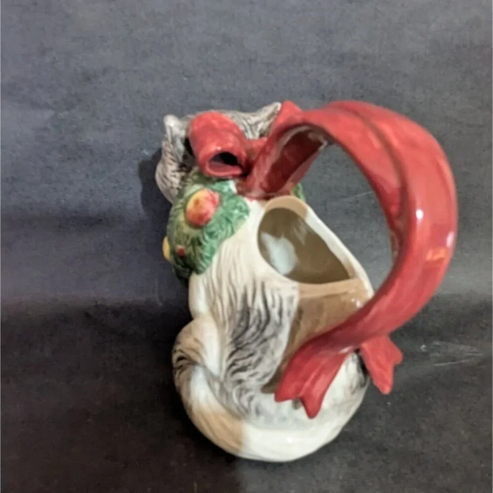 VINTAGE FITZ & FLOYD Cat Christmasy  creamer 1992 Super‎ Cute 4.5